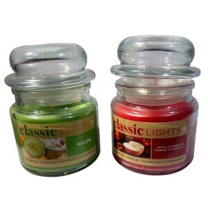 Classic Lights Scented Candles Apple Cinnamon & Melon Glass Jar 3 Oz Each Set Of